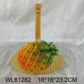 Yellow pineapple shaped ceramic cup with cover